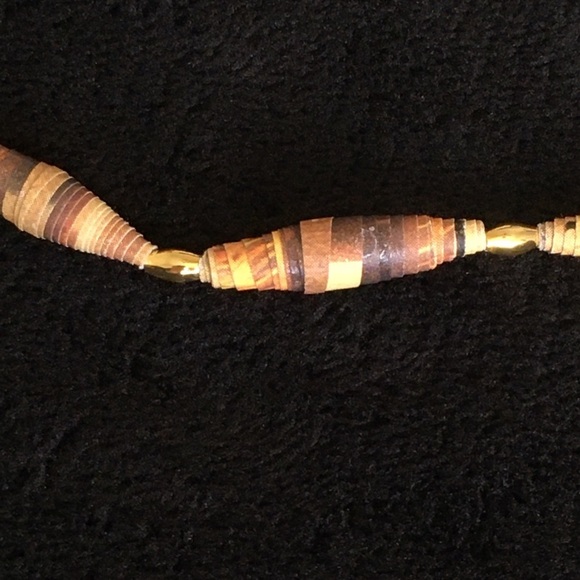 Earth Colored Paper Beaded Long Necklace - Picture 5 of 12